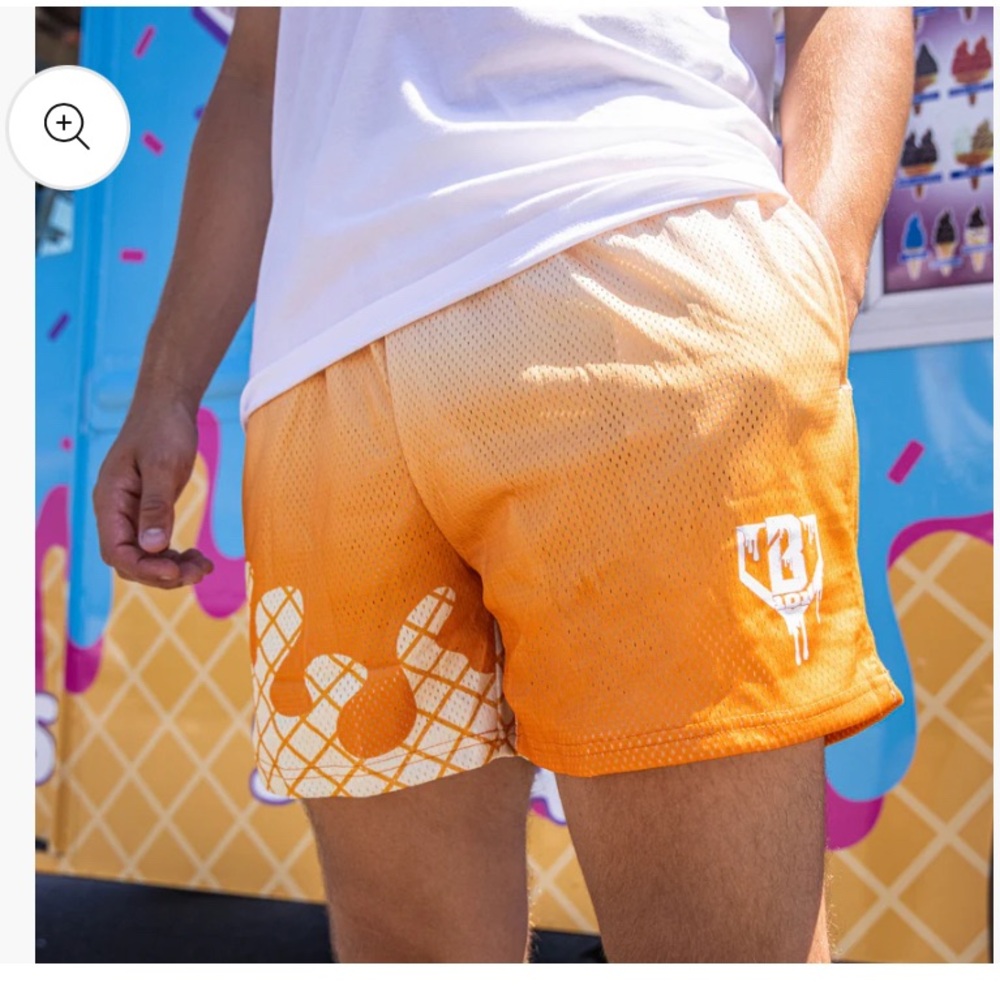 Ice Cream Youth Shorts - Creamsicle with Elastic Waistband Youth Large